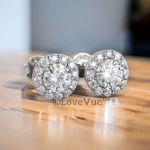 Certified 1ct. t.w. Diamond Round Halo Brilliant Cut Stud Earrings